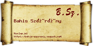 Bahis Szörény névjegykártya